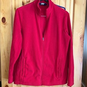 Lands end women’s red fleece jacket/coat size large 14/16